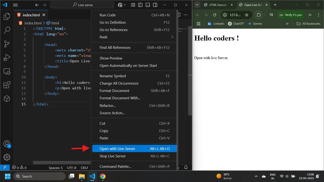 VS Code Go Live Button
