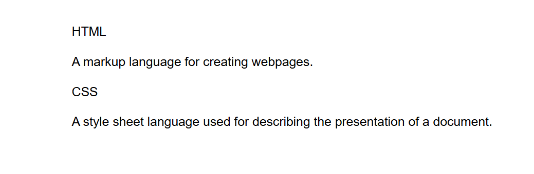 Description List Illustration